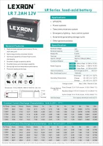 LEXRON 7.2AH-12V KURU TİP AKÜ - Görsel 2