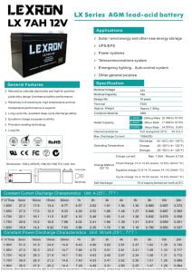 LEXRON 7AH-12V KURU TİP AKÜ - Görsel 2